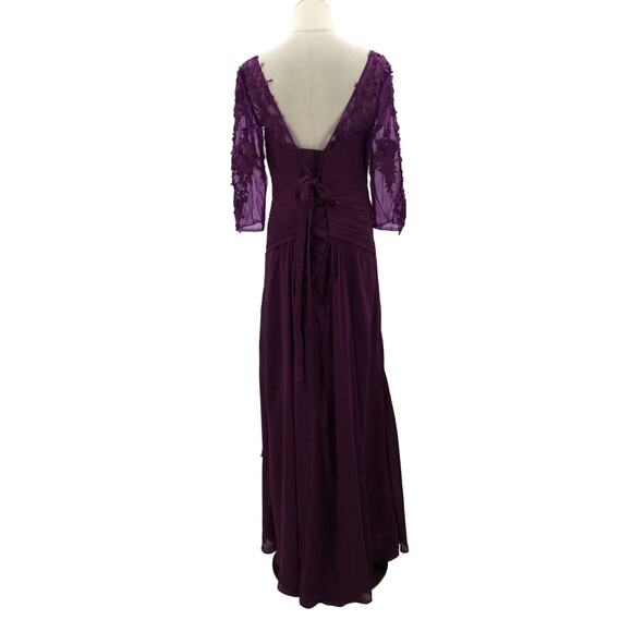 MOTHER OF THE BRIDE 10 L purple embroidered draped maxi formal dress NEW B141 - Picture 2 of 8